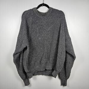 Vintage Saks Fifth Avenue Real Clothes Ribbed Cotton Knit Sweater Made USA Gray